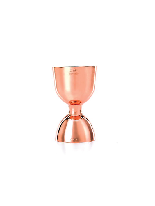 Mercer | Barfly Heavy Duty Straight Rim Jigger, 1 & 2 oz, Copper Finish