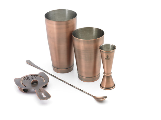 Mercer | Barfly 5 Piece Basic Bar Set, Antique Copper Finish