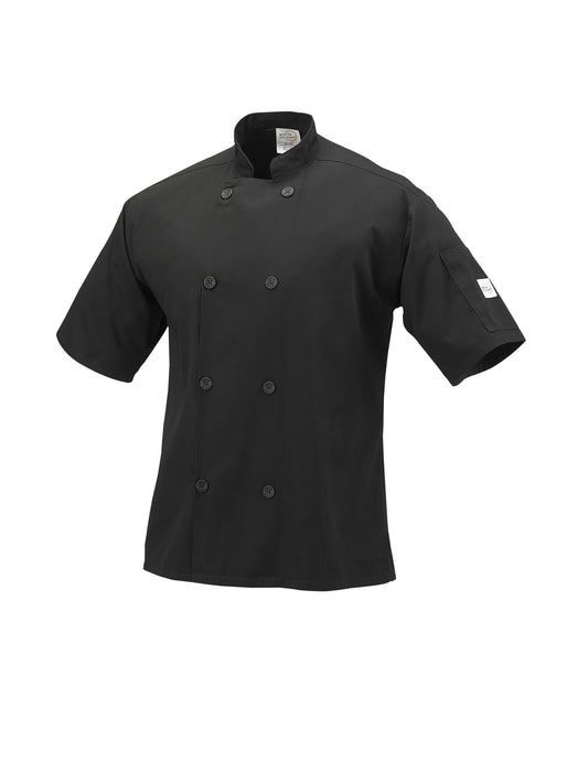 Mercer | Millennia Unisex Short Sleeve Chef/Cook Jacket, XSmall, Black