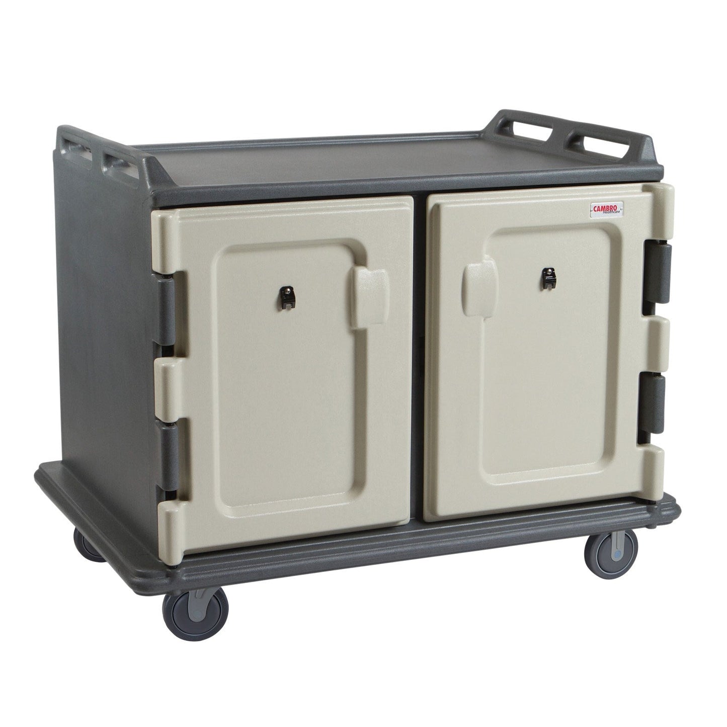 Cambro | 20 Tray Meal Delivery Cart, Low Profile Double Door, Grey - ChefEquipment.com