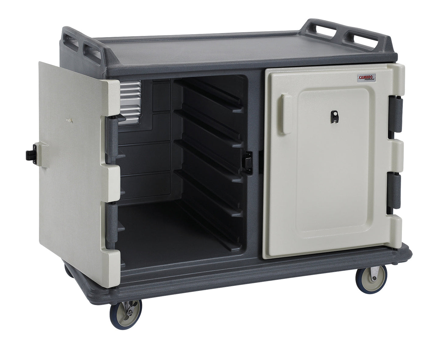 Cambro 20 Tray Meal Delivery Cart, Low Profile Double Door, Grey - MDC1520S20191