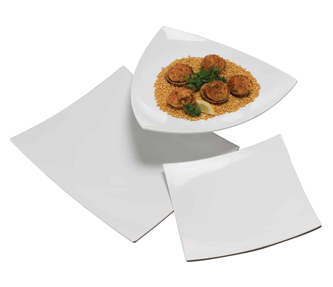 American Metalcraft | Concave Melamine Platter, 16" Square, White - ChefEquipment.com