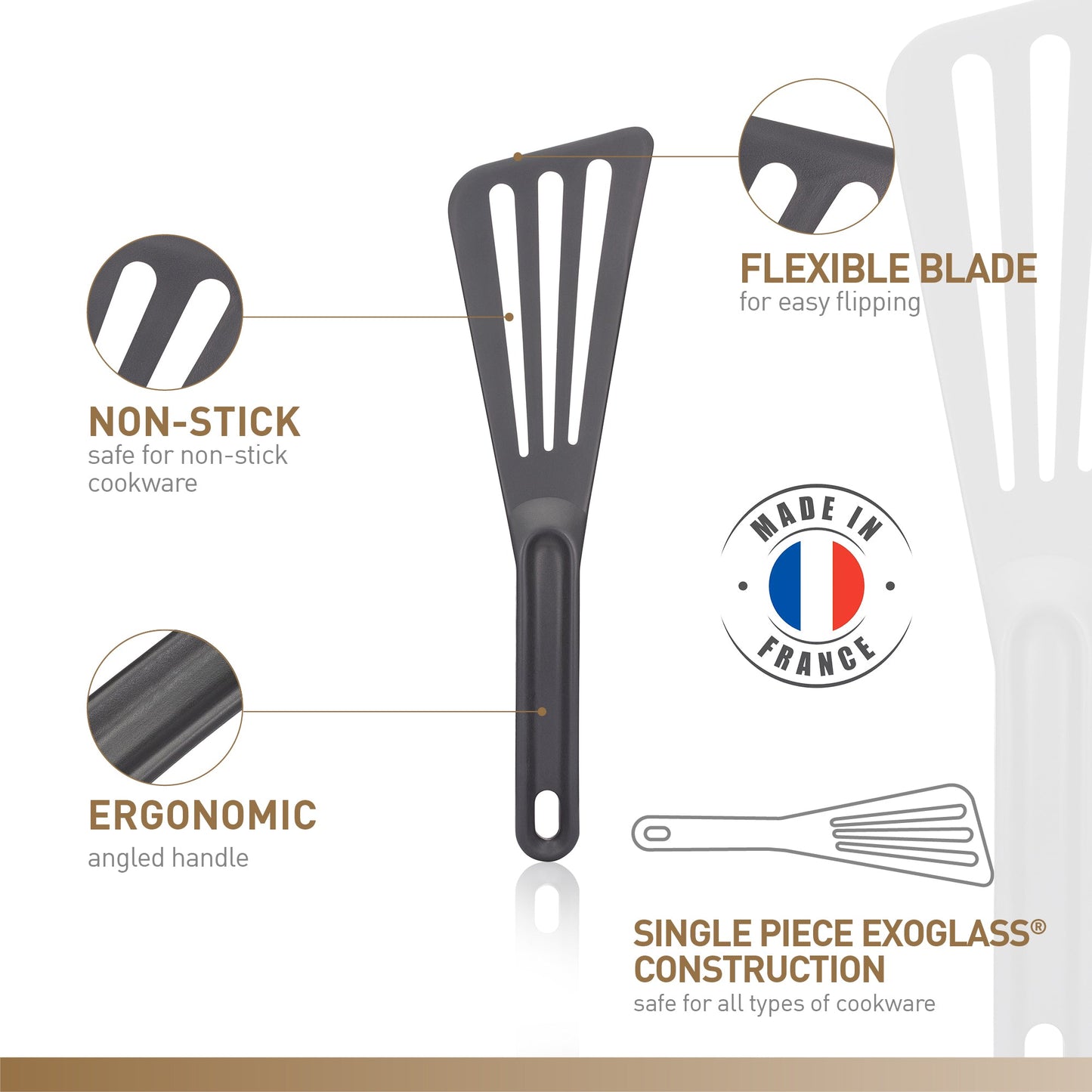 Matfer Bourgeat | Exoglass High Temperature Pelton Spatula, Grey