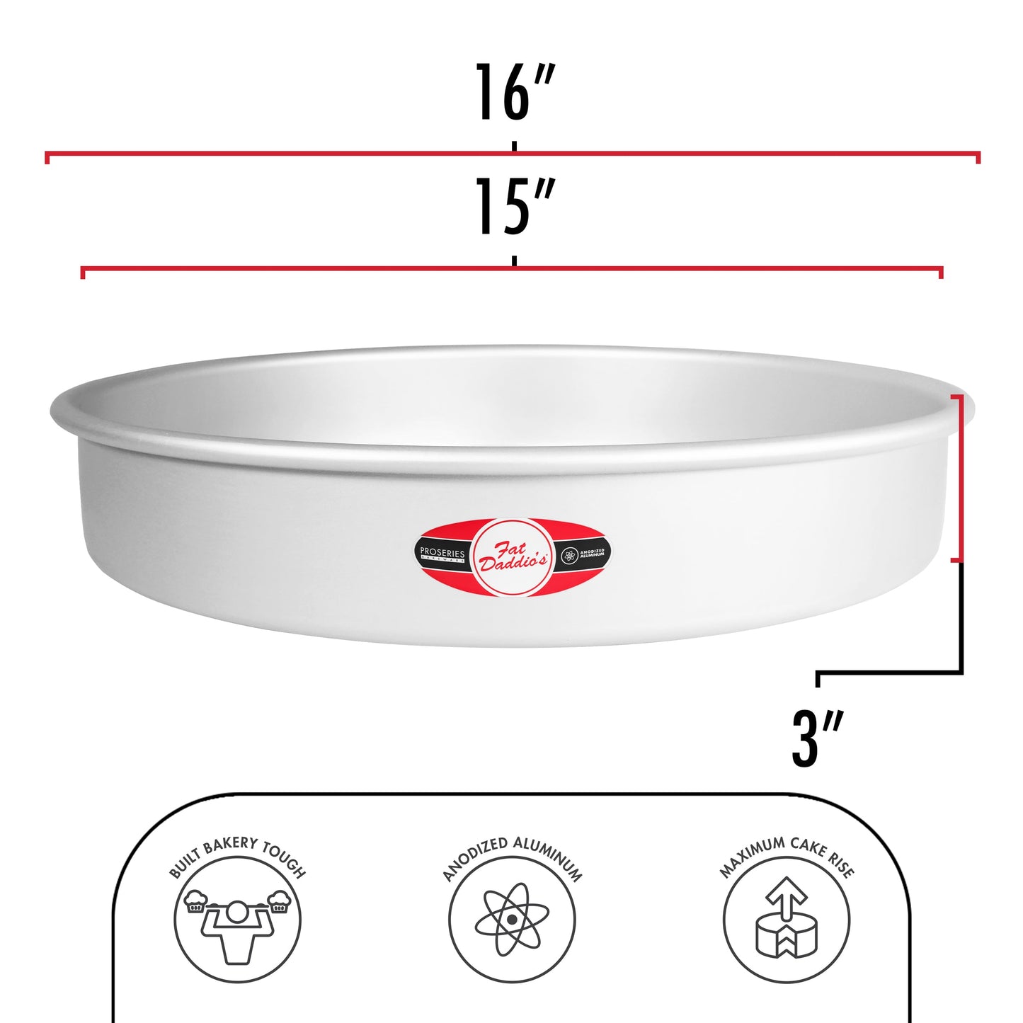 Fat Daddio's | Moule à gâteau rond, 15 » x 3 », aluminium anodisé, VENTE FINALE