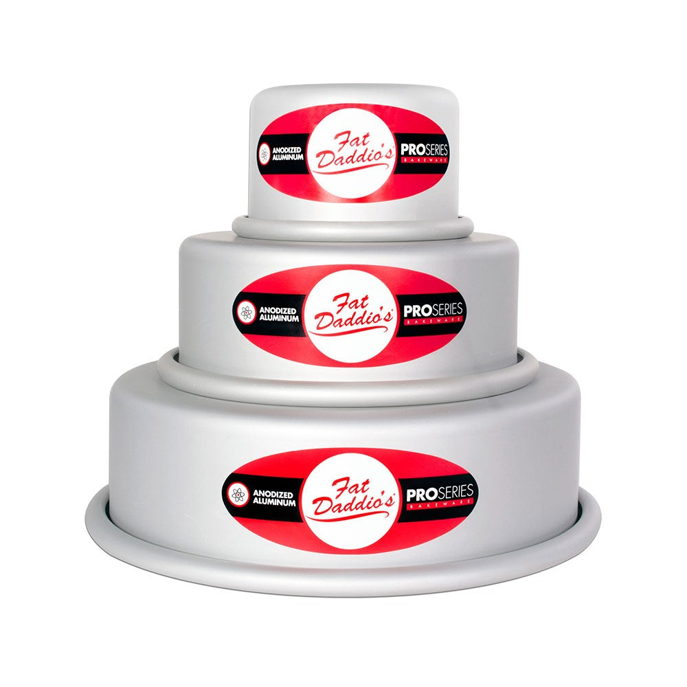 Fat Daddio's | 3 Piece Round Cake Pan Set, 2" Deep, Anodized Aluminum - ChefEquipment.com