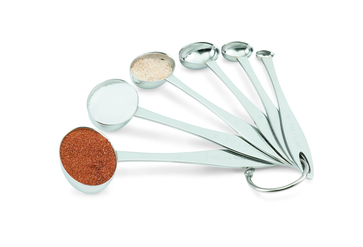 Vollrath 6 Piece Oval Measuring Spoon Set, Stainless Steel - 46588