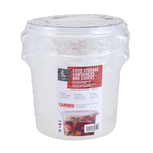 Cambro | Translucent Round Food Storage Containers and Lids Set, 6 qt (2-pack)