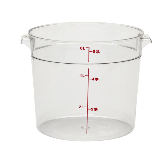 Cambro | Récipient rond de rangement pour aliments Camwear, 6 pintes, transparent