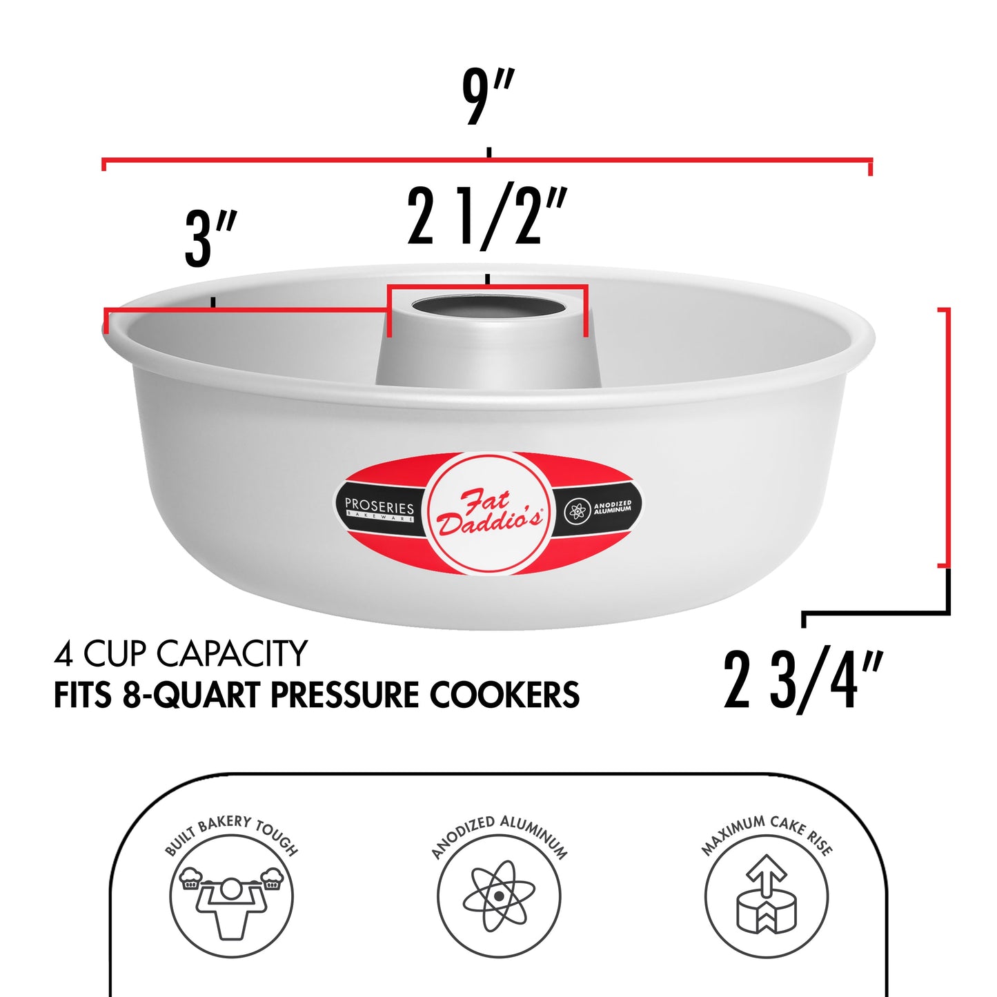 Fat Daddio's | Ring Mold Pan, 9" x 2.75", Anodized Aluminum