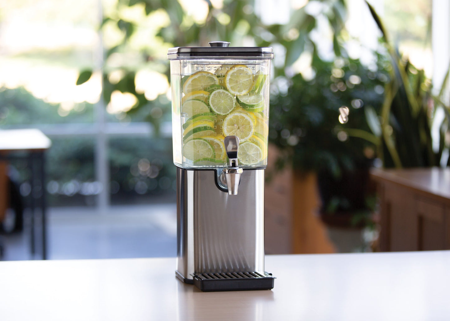 Service Ideas | Square Infusion Cold Beverage Dispenser, 1.5 Gal, Plastic/Stainless Steel