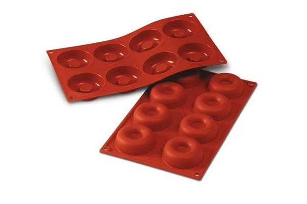 Silikomart | Round Savarin Mold, Red Silicone, 1.69 oz