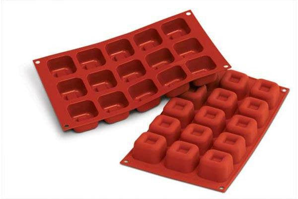 Silikomart | Medium Square Savarin Mold, Red Silicone