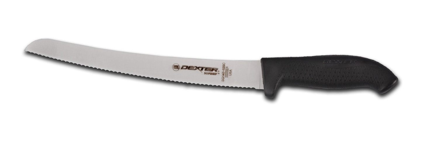 Dexter | SofGrip Bread Knife, Scalloped Edge, 10", Black Handle