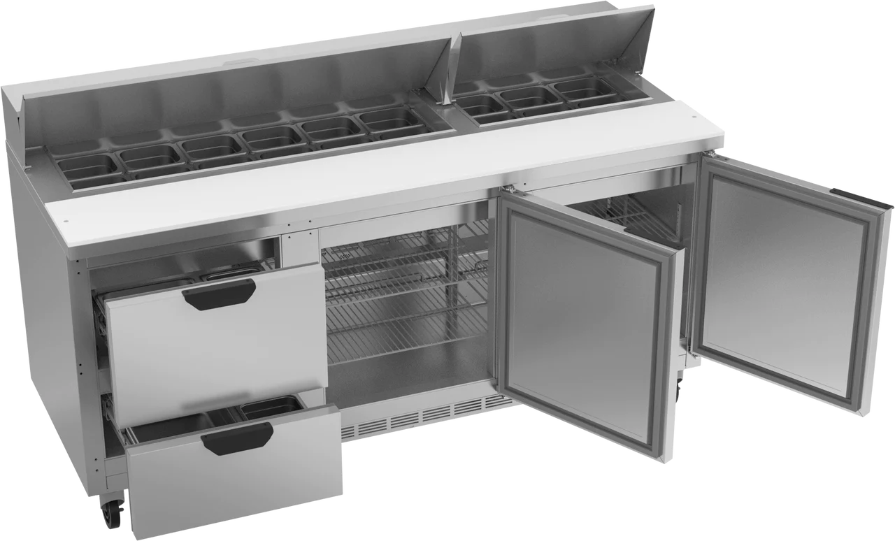 Beverage-Air | SPED72HC-18-2 Two Drawer Two Door Sandwich Prep Table, 72"