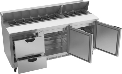 Beverage-Air | SPED72HC-18-2 Two Drawer Two Door Sandwich Prep Table, 72"