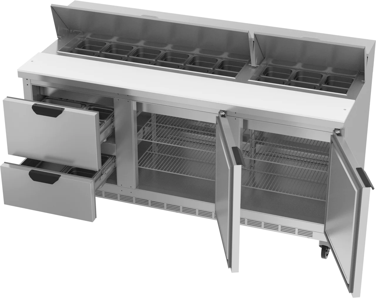 Beverage-Air | SPED72HC-18-2 Two Drawer Two Door Sandwich Prep Table, 72"