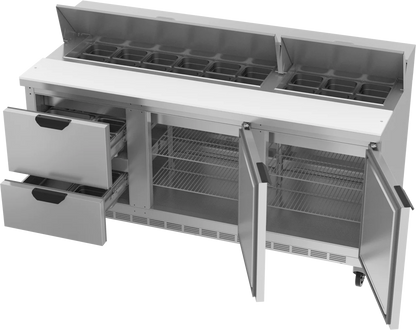 Beverage-Air | SPED72HC-18-2 Two Drawer Two Door Sandwich Prep Table, 72"