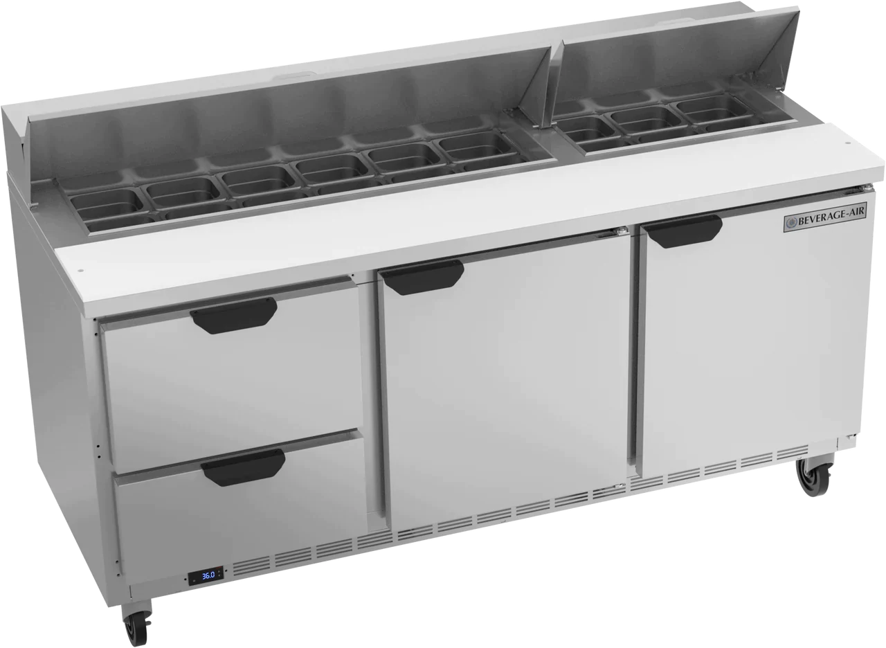 Beverage-Air | SPED72HC-18-2 Two Drawer Two Door Sandwich Prep Table, 72"