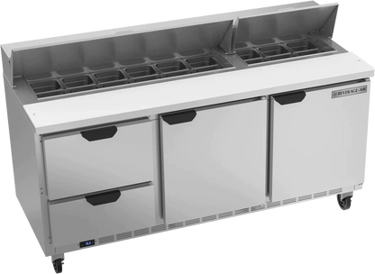 Beverage-Air | SPED72HC-18-2 Two Drawer Two Door Sandwich Prep Table, 72"