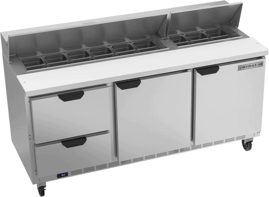 Beverage-Air | SPED72HC-18-2 Two Drawer Two Door Sandwich Prep Table, 72"