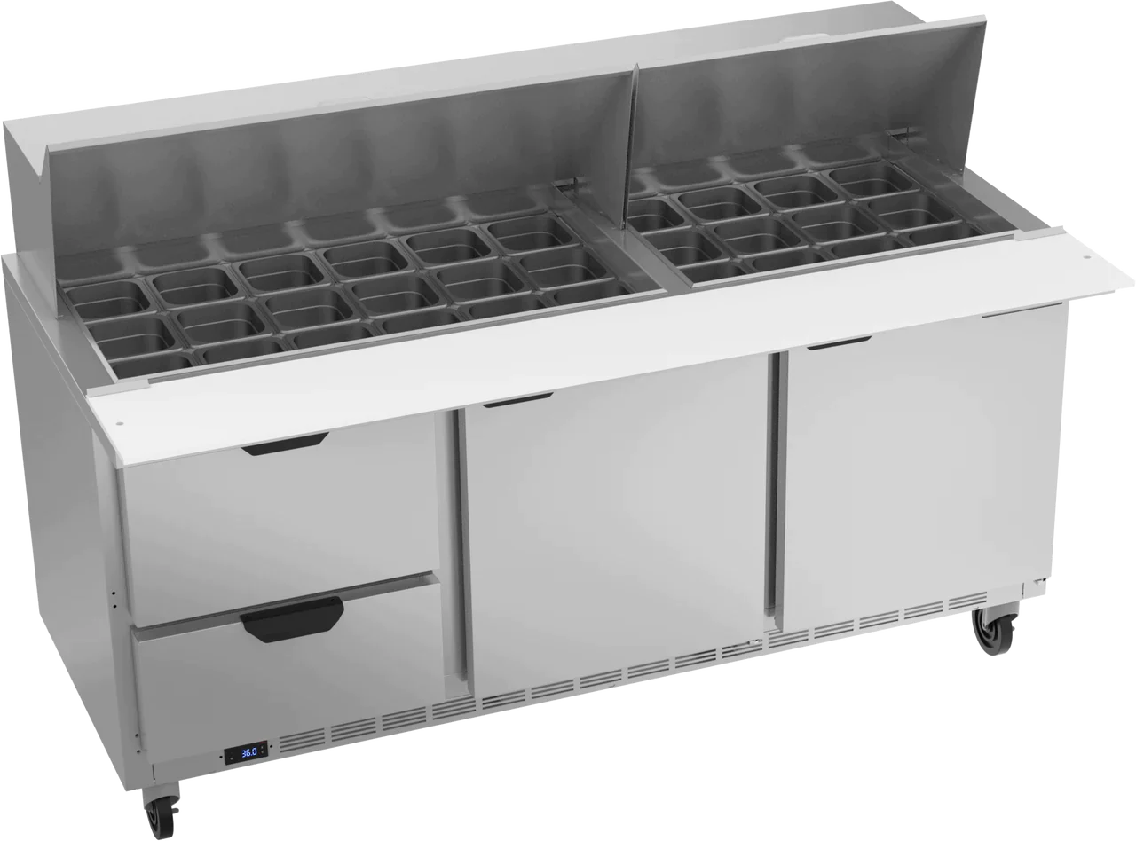 Beverage-Air | SPED72HC-30M-2 Two Drawer Two Door Mega Top Sandwich Prep Table, 72"