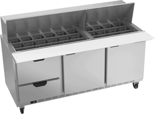 Beverage-Air | SPED72HC-30M-2 Two Drawer Two Door Mega Top Sandwich Prep Table, 72"