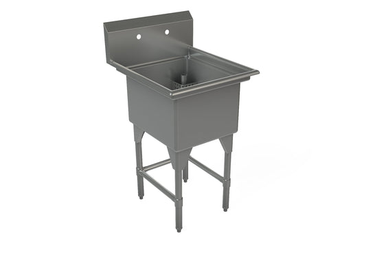 Tarrison | Single Compartment Corner Drain Sink, 21" x 18" x 13" Bowl Size, Stainless Steel