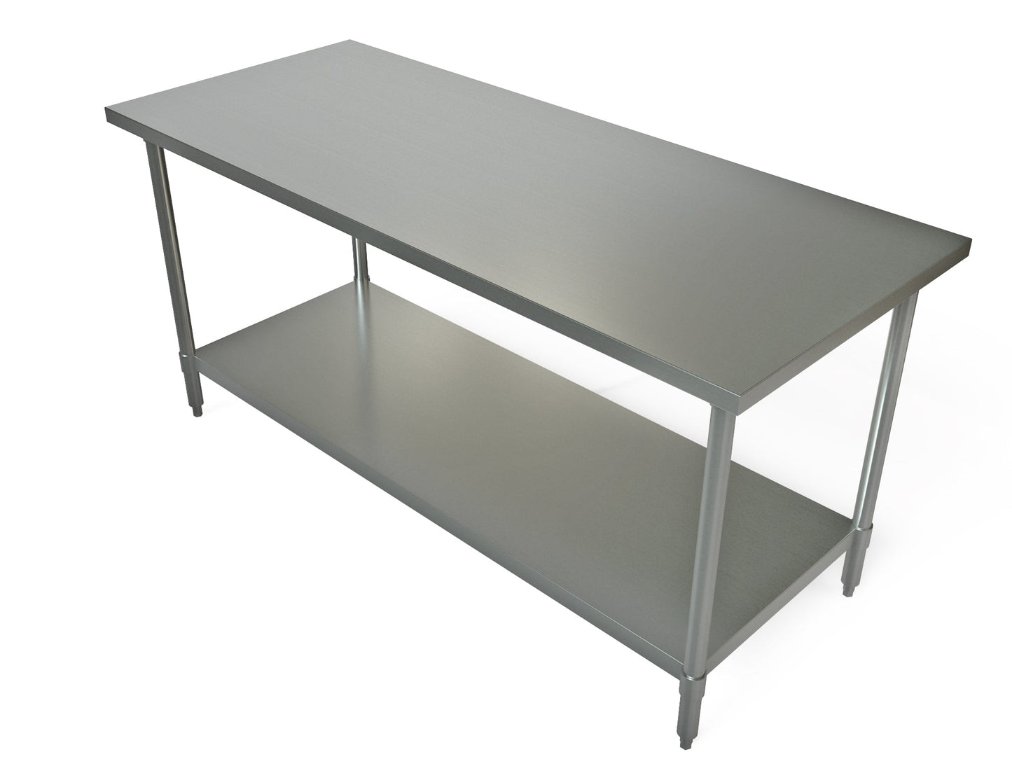 Tarrison | Work Table with Bottom Shelf, Adjustable Bullet Feet, 30" x 72", Stainless Steel