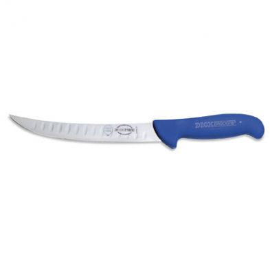 F. Dick | ErgoGrip Curved Butcher Knife, 8.5", Kullenschliff Edge, Blue