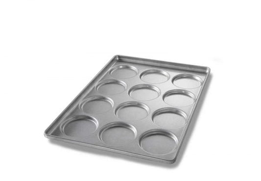 Chicago Metallic | Hamburger Bun Pan, 12 x 5" Diameter Moulds, Glazed Aluminized Steel