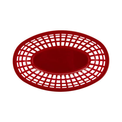 G.E.T. | Oval Basket, 9.5" x 6" x 2", Red Plastic (36-pack)