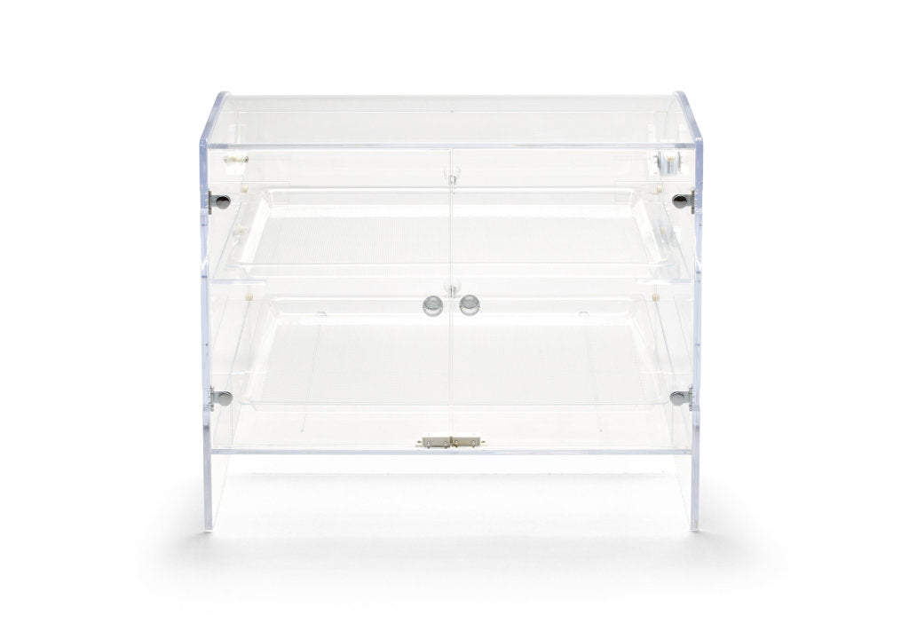 Vollrath | Countertop Extra Large Bakery Case, 2 Shelves, Front and Rear Doors, Acrylic - ChefEquipment.com