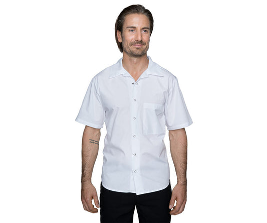 Blackwood | Dishwasher Shirt with Snap Closure, Poly Cotton, White, Medium, FINAL SALE