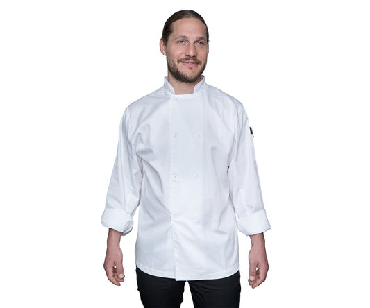 Blackwood Economy Long Sleeve Chef Jacket, XLarge, Plastic Buttons, Poly Cotton, White, FINAL SALE - ECO-04(WHT-XL)