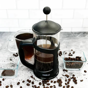 London Sip | French Press Immersion Brewer, 1 qt, Glass/Black