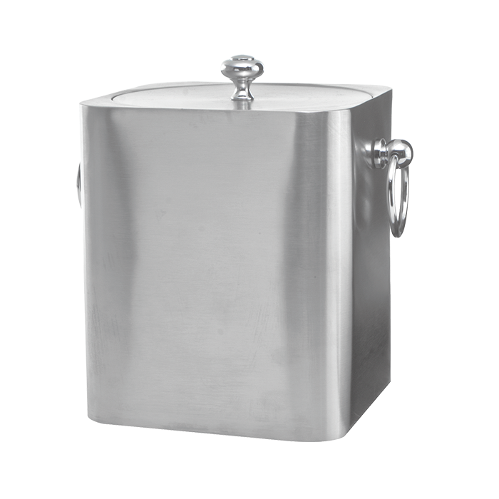 Service Ideas | Square Double Wall Ice Bucket with Lid, 3 L, Stainless Steel