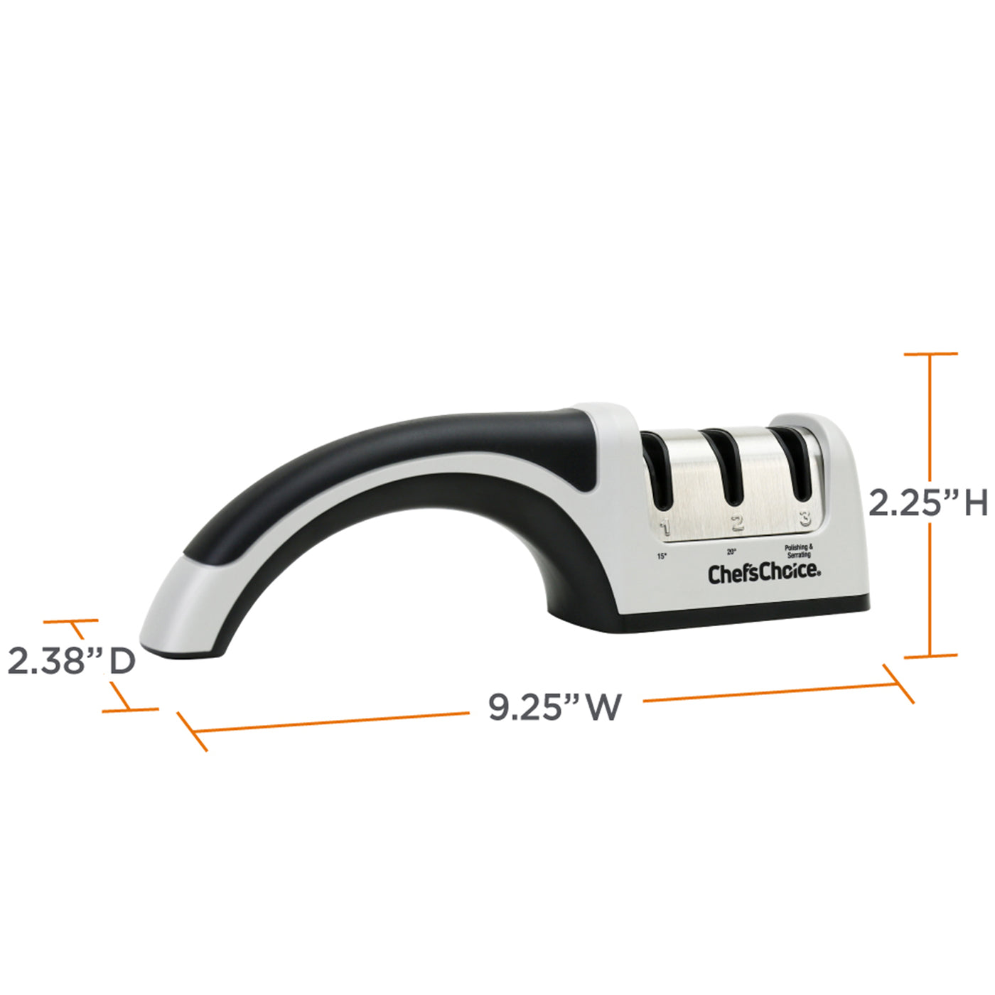 Chef'sChoice | Model 4643 AngleSelect Manual Knife Sharpener, 3 Stages, 20 or 15 Degree Edges, Silver/Black