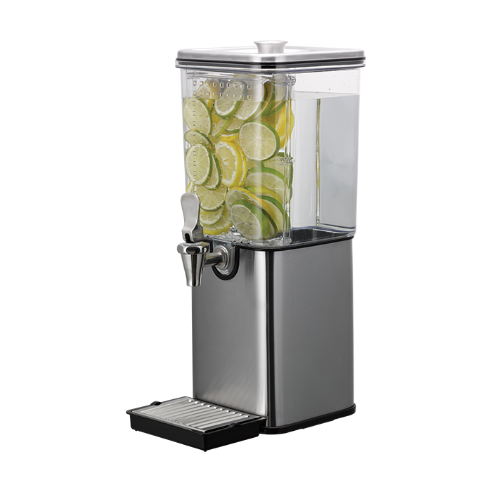 Service Ideas | Distributeur de boissons froides à infusion carrée, 1,5 gal, plastique/acier inoxydable