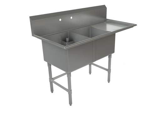 Tarrison | Double Compartment Corner Drain Sink, Right Drain Board