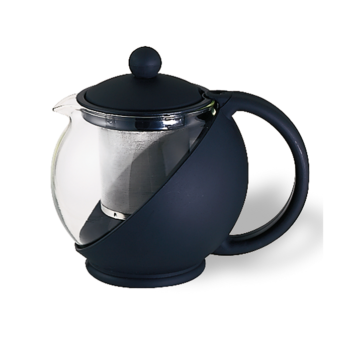 Idées de service | Théière Tea Ball, 20 oz, verre/plastique noir