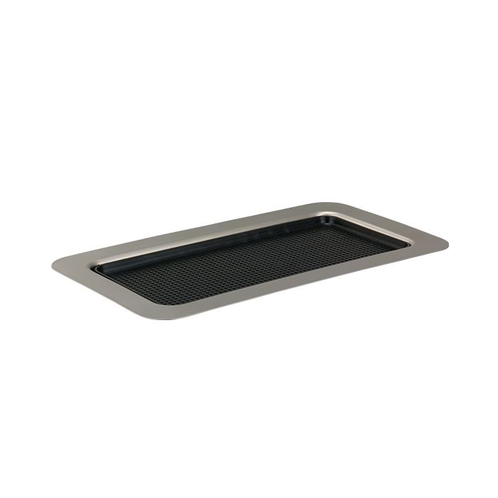 Service Ideas | Rectangular Serving Tray with Removable Non-Slip Insert, 13" x 7.5", Stainless Steel/Black