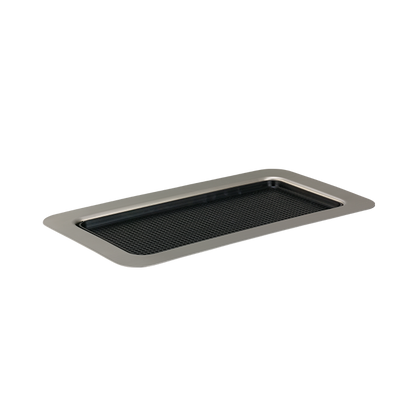 Service Ideas | Rectangular Serving Tray with Removable Non-Slip Insert, 13" x 7.5", Stainless Steel/Black