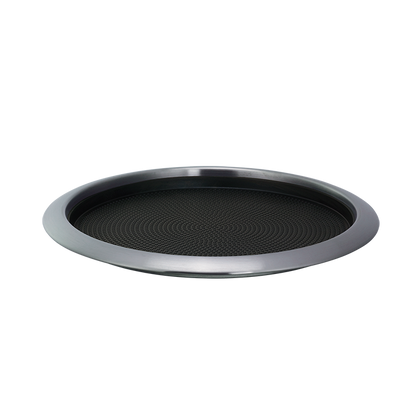 Service Ideas | Round Serving Tray with Removable Non-Slip Insert, 14", Stainless Steel/Black