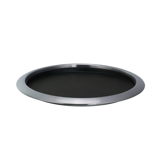 Service Ideas | Round Serving Tray with Removable Non-Slip Insert, 14", Stainless Steel/Black