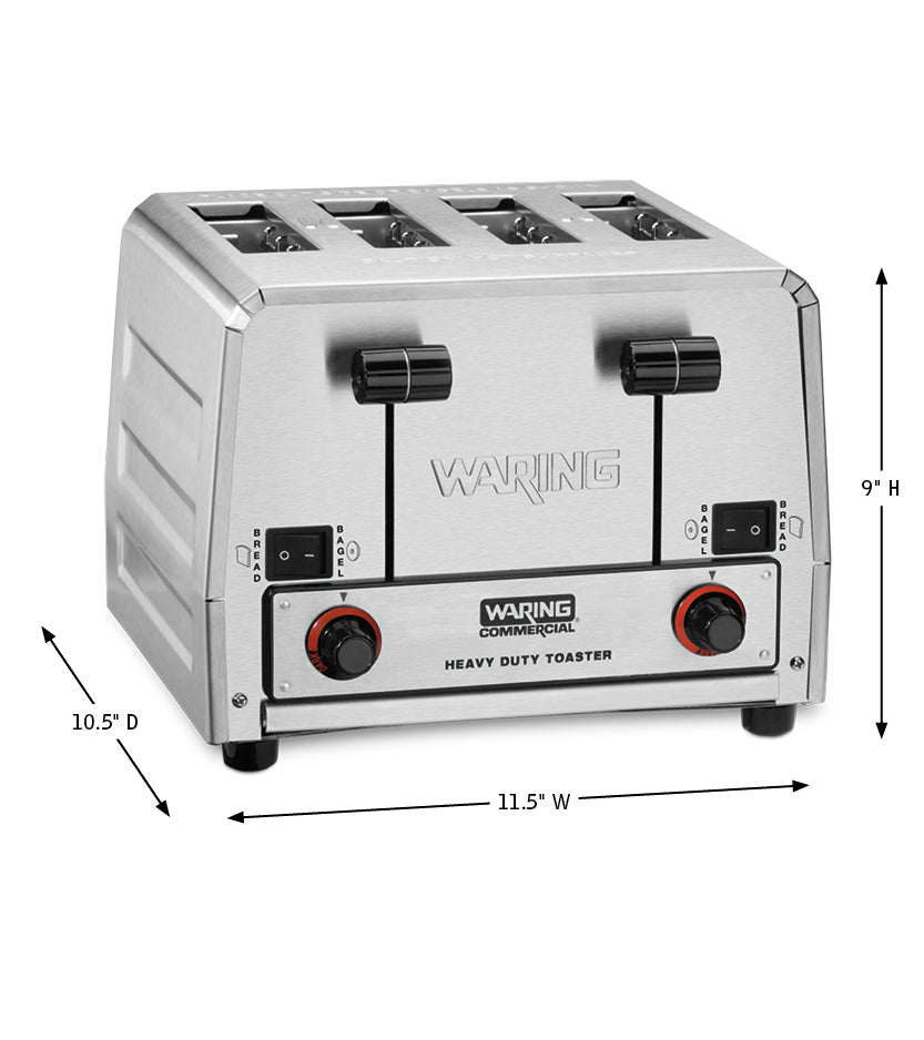 Waring | Heavy-Duty 4-Slot Switchable Bread & Bagel Toaster - 2700W, 208v - ChefEquipment.com