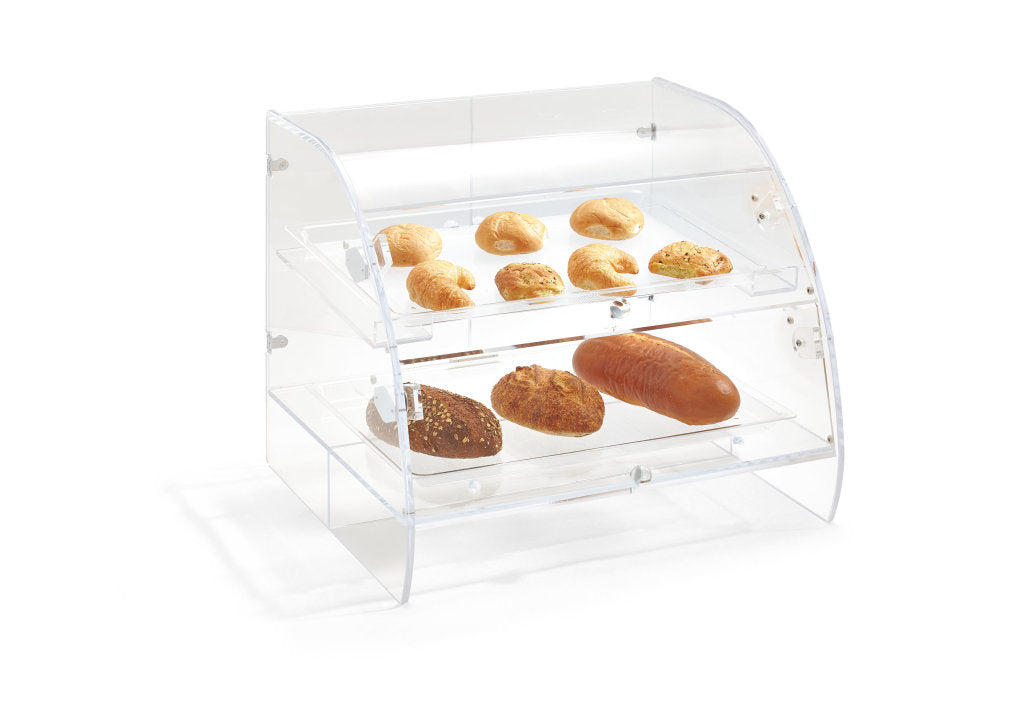 Vollrath | Countertop Extra Large Bakery Case, 2 Shelves, Front and Rear Doors, Acrylic - ChefEquipment.com