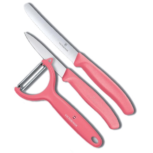 Victorinox Swiss Classic Paring Knife Set with Peeler (3 Pcs) - Red