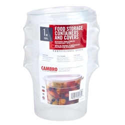 Cambro 1-Quart Round Food-Storage Container with Lid, Set of 3