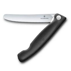 Victorinox® Swiss Classic Foldable Paring Knife w/ Wavy Edge, Black, 4.3" - 6.7833.FB